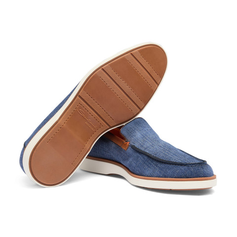 Men's light blue and brown suede and leather loafer - Santoni - 4