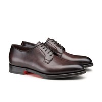 Men&rsquo;s polished brown leather Derby shoe - Santoni - 2