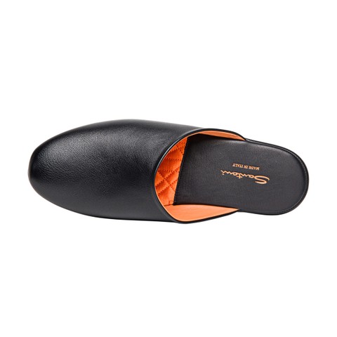 Men&rsquo;s black leather slipper - Santoni - 4