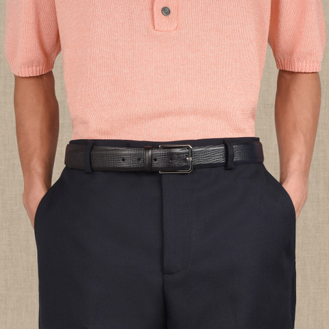 Men’s blue embossed leather adjustable belt - Santoni - 2