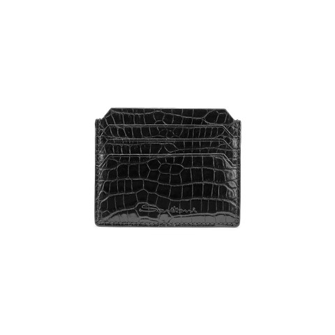 Black alligator leather credit card holder - Santoni - 1
