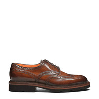 Men's brown leather Derby brogue shoe - Santoni - 1