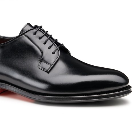 Men&rsquo;s polished black leather Derby shoe - Santoni - 5