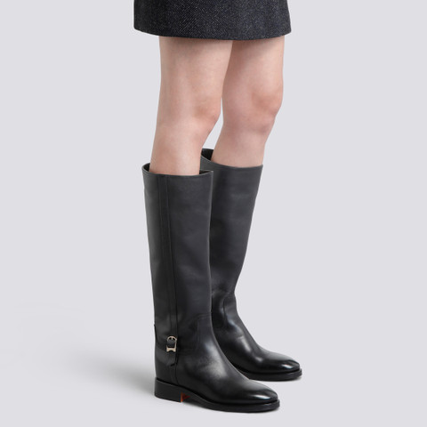 Women's black leather boot - Santoni - 2