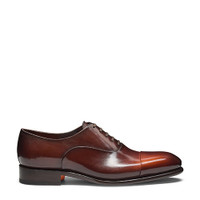 Men's orange leather Oxford shoe - Santoni - 1