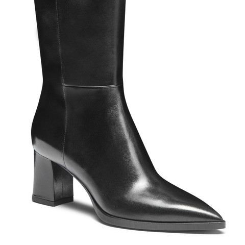 Women's black leather mid-heel boot - Santoni - 5
