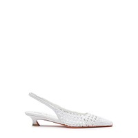 Women's white woven leather low-heel slingback - Santoni - 1