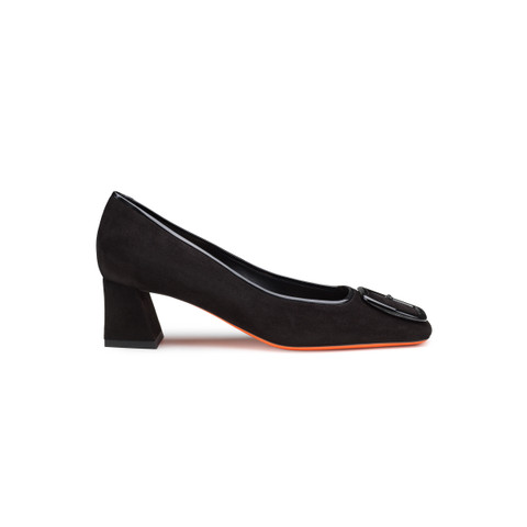 Zapatos de salón de tacón mediano de mujer de ante negro - Santoni - 1