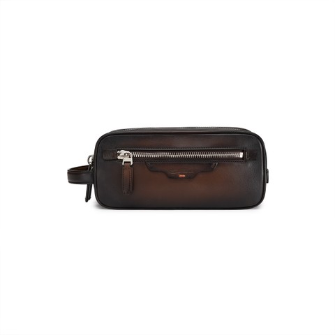 Dark brown leather beauty case - Santoni - 1