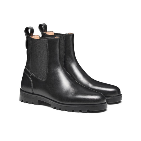 Women’s black leather Chelsea boot - Santoni - 3