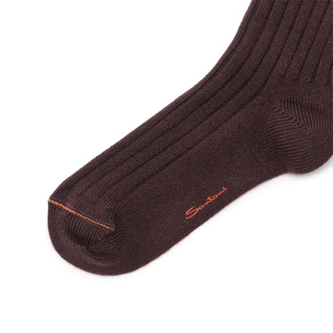 Dark brown cashmere high socks - Santoni - 2