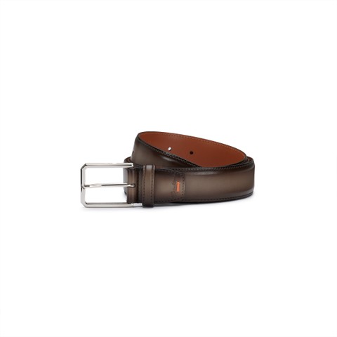 Brown leather adjustable belt - Santoni - 1