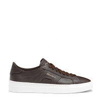 Men's dark brown tumbled leather Double Buckle Sneaker - Santoni - 1