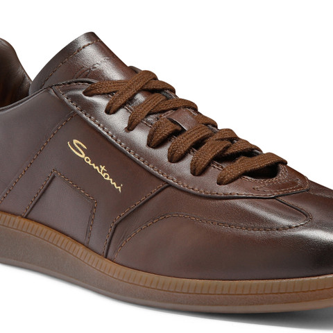 Men's dark brown leather DBS Oly sneaker - Santoni - 6