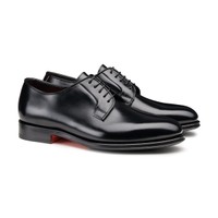 Men&rsquo;s polished black leather Derby shoe - Santoni - 2