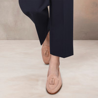 Mocassino Andrea con nappe da donna in suede rosa - Santoni - 2