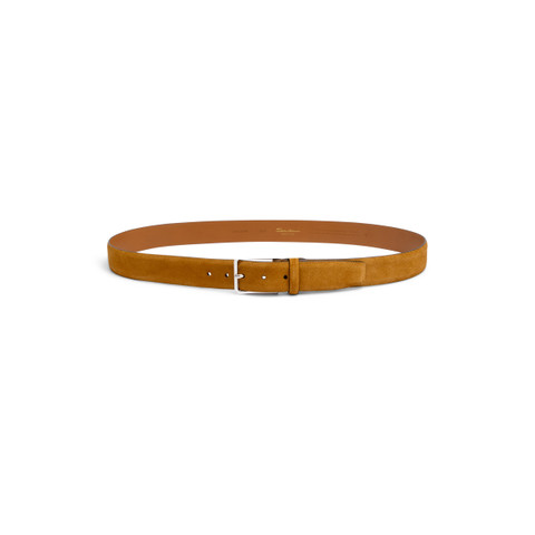Men's light brown suede adjustable belt - Santoni - 4