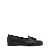 Women's black leather Andrea tassel loafer - Santoni - 1