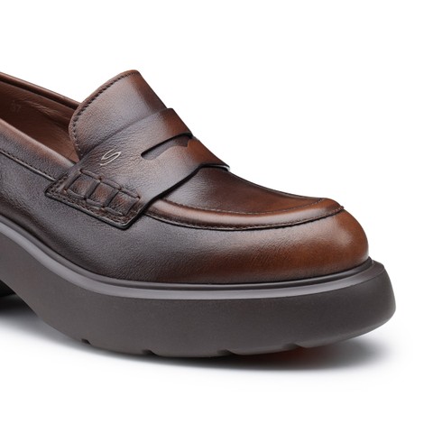 レディース レザー Easy ペニーローファー ブラウン - Santoni - 5