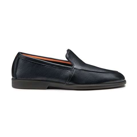 Men's black leather loafer - Santoni - 1