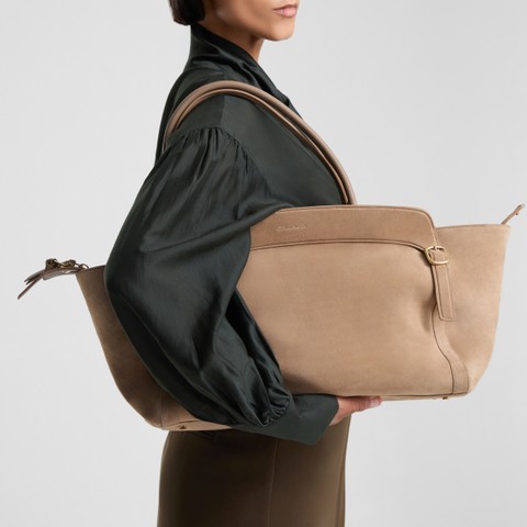 Borsa a spalla in suede beige - Santoni - 2