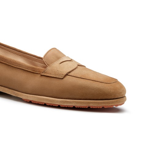 Women's beige suede Carla penny loafer - Santoni - 6