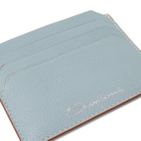 Light blue tumbled leather credit card holder - Santoni - 2
