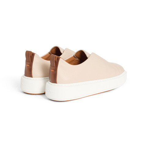 Women's pink tumbled leather slip-on sneaker - Santoni - 4