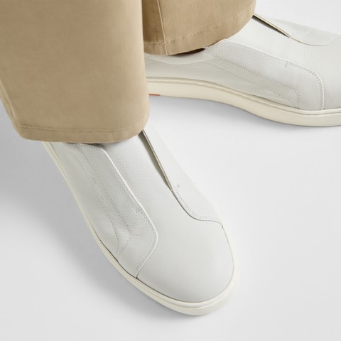 Men's white leather slip-on sneaker - Santoni - 7