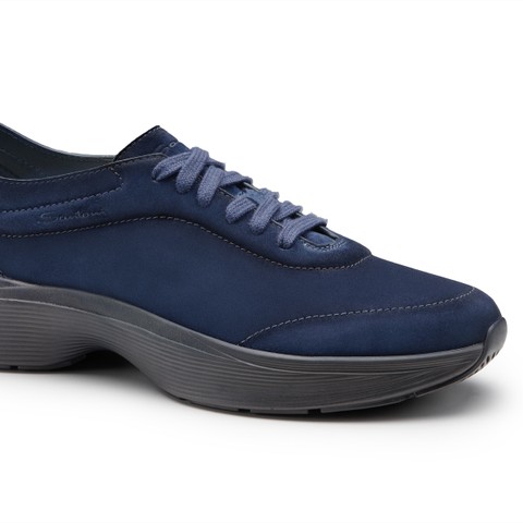 Men's blue suede Easy Bounce sneaker - Santoni - 5