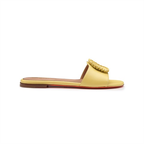 Women's yellow leather slide sandal - Santoni - 1