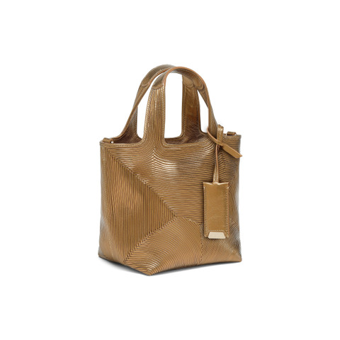 Gold laminated leather handbag - Santoni - 3