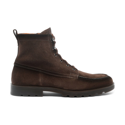 Men's dark brown suede ankle boot - Santoni - 1