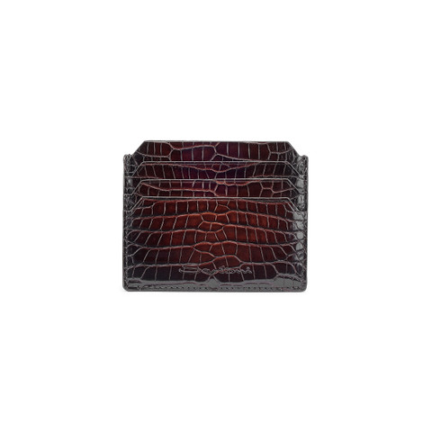 Dark brown alligator leather credit card holder - Santoni - 1