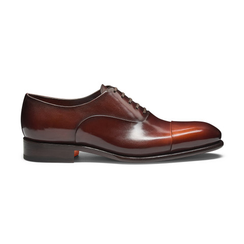 Men's orange leather Oxford shoe - Santoni - 1