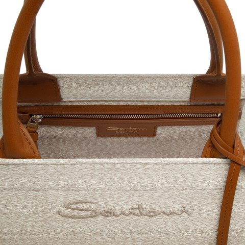 Beige fabric shopper - Santoni - 5