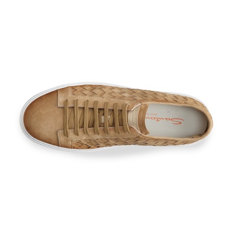 Men's beige woven suede sneaker - Santoni - 5