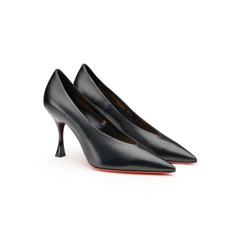 D&eacute;collet&eacute;s tacco alto da donna in pelle nera - Santoni - 2