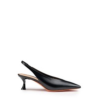 Women's black leather mid-heel slingback - Santoni - 1