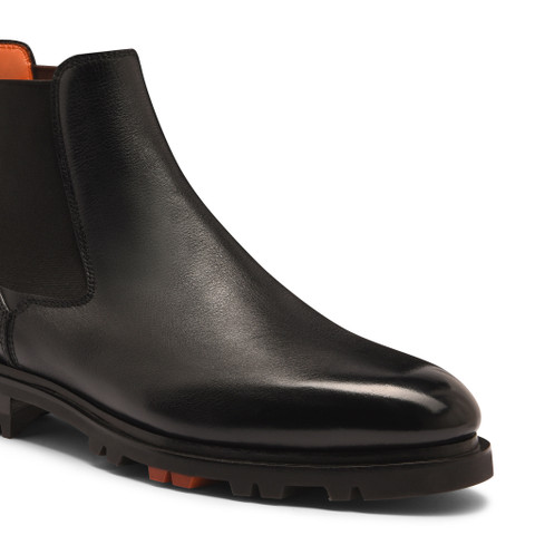 Men's black leather Chelsea boot - Santoni - 6