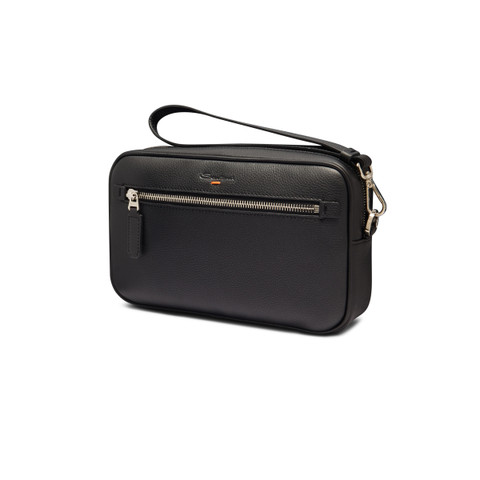 Black tumbled leather beauty case - Santoni - 2