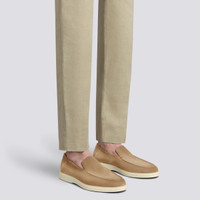 Men&rsquo;s beige suede loafer - Santoni - 2