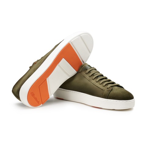 Men's green suede sneaker - Santoni - 3
