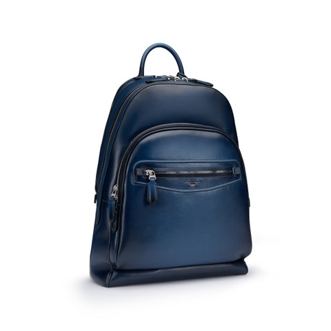 Sac &agrave; dos en cuir bleu - Santoni - 3