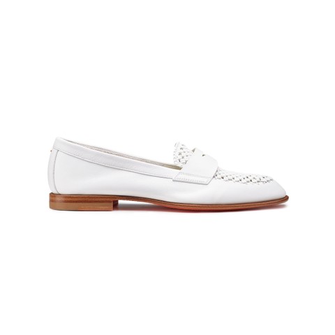 Women's white leather penny loafer - Santoni - 1