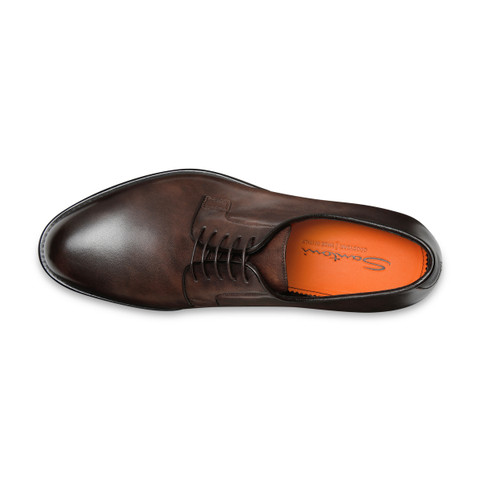 Men&rsquo;s polished brown leather Derby shoe - Santoni - 5