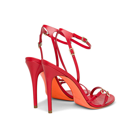 Women’s red leather high-heel sandal - Santoni - 3