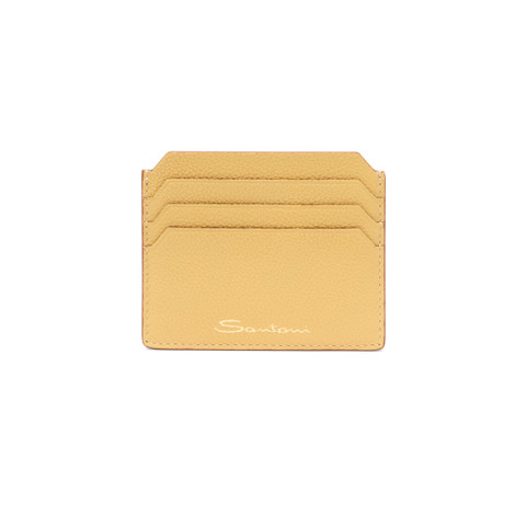 Yellow tumbled leather credit card holder - Santoni - 1