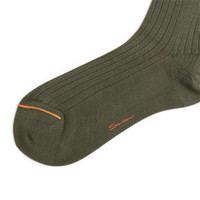 Green Filo di Scozia mercerised cotton high socks - Santoni - 2