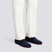 Men's blue suede Carlo Driver penny loafer - Santoni - 2